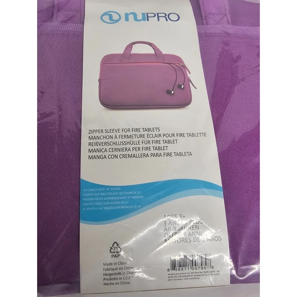 NuPro‎ Zipper Sleeve for All Versions of Fire Kids Edition Tablets - Purple/Pink